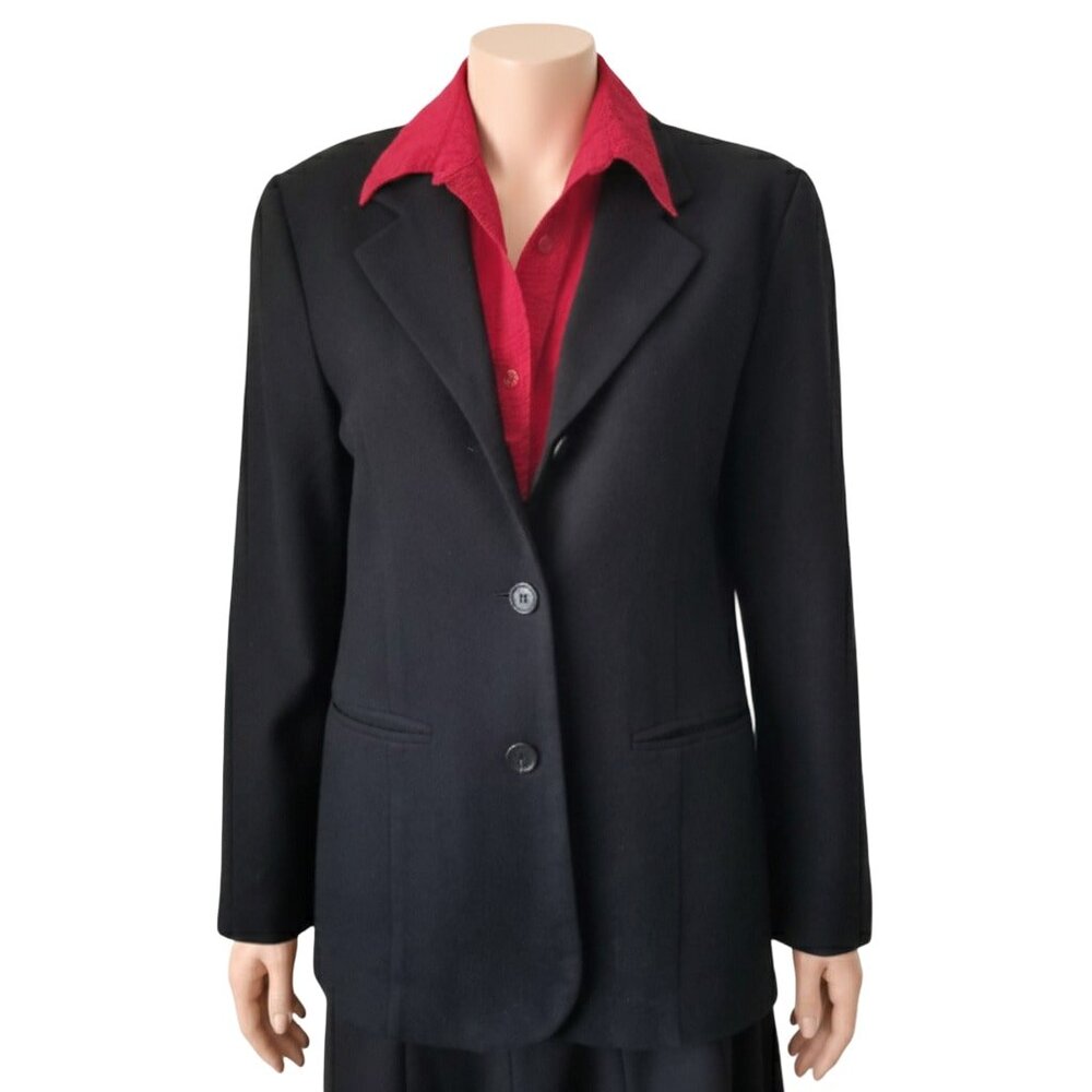 NYCC New York Clothing Co Blazer 100% Wool Black Button Front Womens Size 10